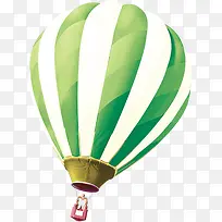 卡通绿白条纹热气球