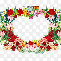 母亲节心形鲜花边框装饰