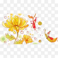 秋天免抠菊花装饰图案