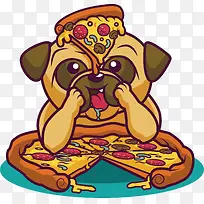 吃披萨的小狗