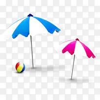 创意手绘合成海边沙滩排球遮阳伞