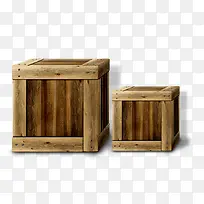 手绘棕色木头箱子