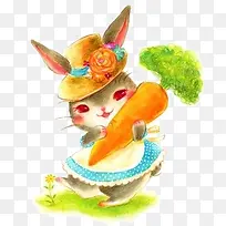 可爱卡通兔子与萝卜