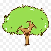 绿色卡通小人物效果植物树