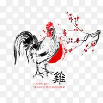 中国风水墨公鸡