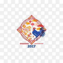 2017新年快乐装饰元素鸡年