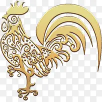 金色剪纸公鸡鸡年高清免抠素材