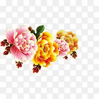 彩色创意牡丹花卉素材