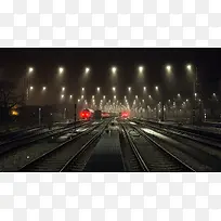铁路灯光光效火车场景图片