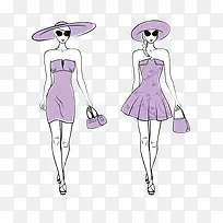 戴帽子的服装效果图