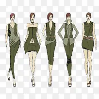 墨绿色服装设计图