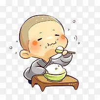 手绘吃饭的小孩