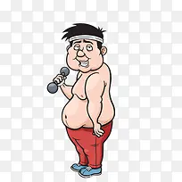 卡通的练肌肉的肥肉男
