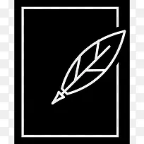 羽毛笔和纸的轮廓图标