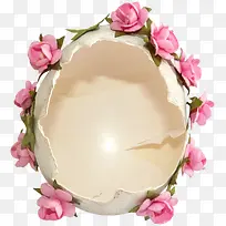 粉色花朵蛋壳边框