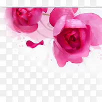 创意水彩合成红色的玫瑰花