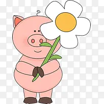 拿花的小猪