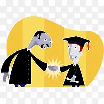 装饰插图两人握手祝贺毕业