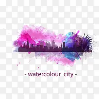 创意水彩城市