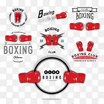 红色拳击手套运动标签