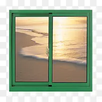 绿色边玻璃窗