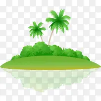 矢量绿色海边椰子树