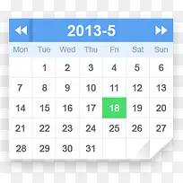 蓝色折页UI日历
