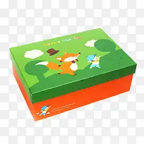绿色盖狐狸长方形纸盒