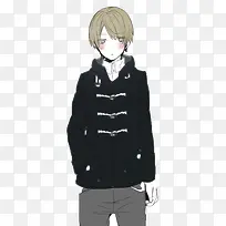 黑色风衣手绘动漫少年