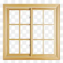 黄色木头玻璃窗户