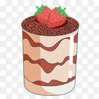 巧克力草莓甜品蛋糕水彩手绘蛋糕