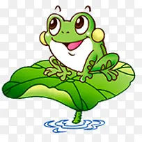 绿色卡通荷叶青蛙造型