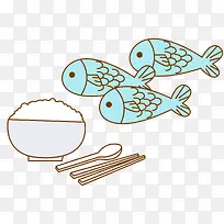 矢量米饭鱼素材