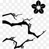 白色花朵剪影树枝