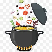 浓汤和黑色的锅下载