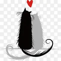可爱猫手绘背影