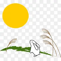 中秋节月亮草地白兔