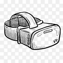 手绘虚拟现实穿戴眼镜矢量素材