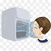 坐着吹风的人