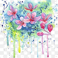彩色水彩花卉插画