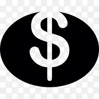 美元的符号在黑色的椭圆形图标