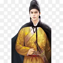 披风黄衣男子古风立绘