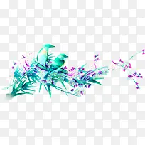 花卉标签 卡通手绘花纹树枝