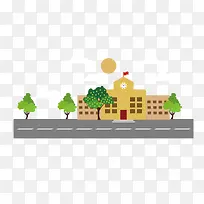 矢量公路前的建筑