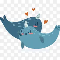 可爱蓝色鲸鱼情侣