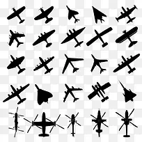 卡通手绘矢量飞机剪影