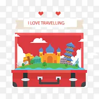 我爱旅行红色行李箱
