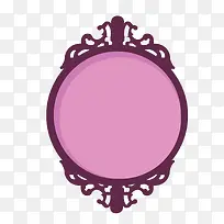 矢量圆形紫色花纹镜框相框