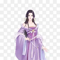 古风手绘紫衣妖娆美女