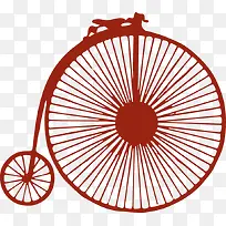 红色矢量古代自行车